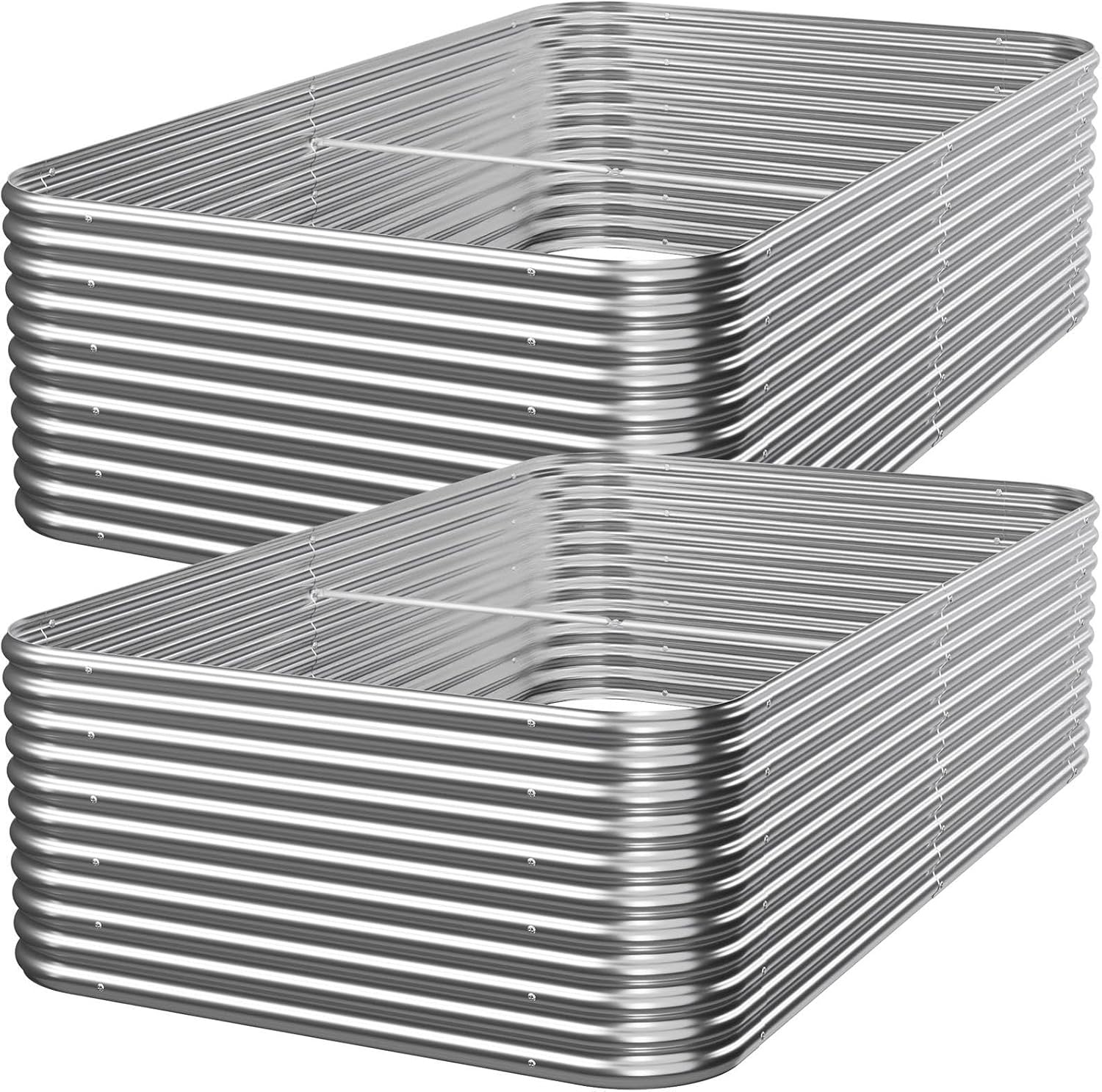 Raised Garden Bed - 2 Adet 8x3x1.5ft Galvaniz Çelikten Yükseltilmiş