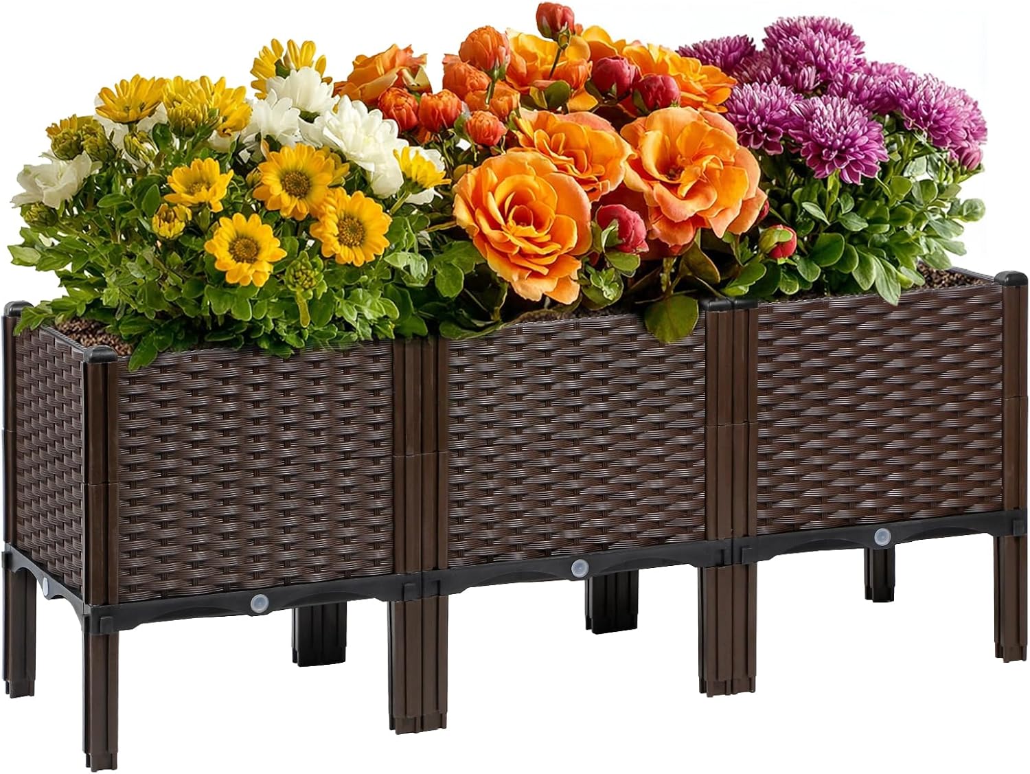 Self Watering Planter - Dış Mekan Bahçe Rattan Saksısı, Doğal