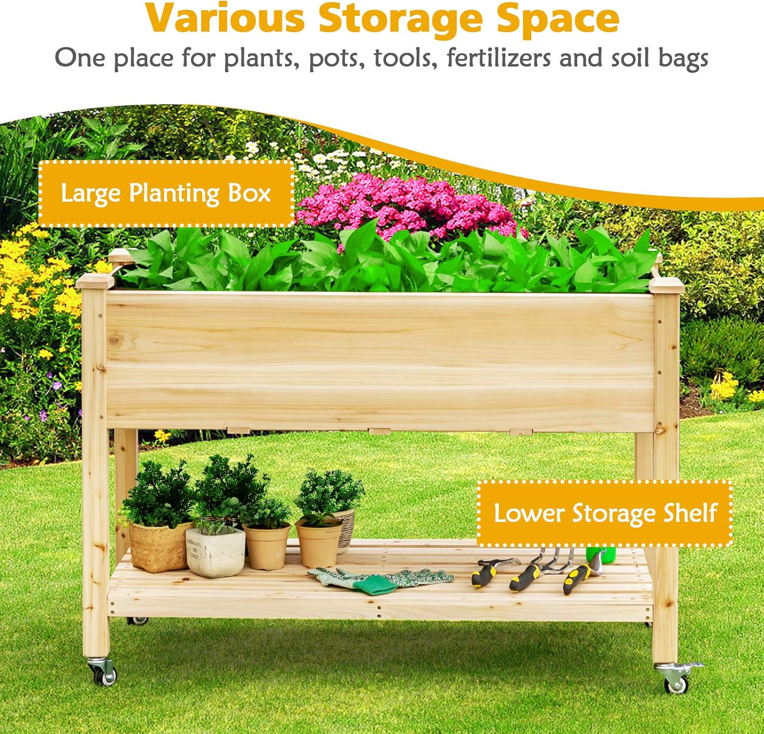 Ahşap Tekerlekli Yükseltilmiş  - Raised Garden Bed incelemesi ve fiyatı
